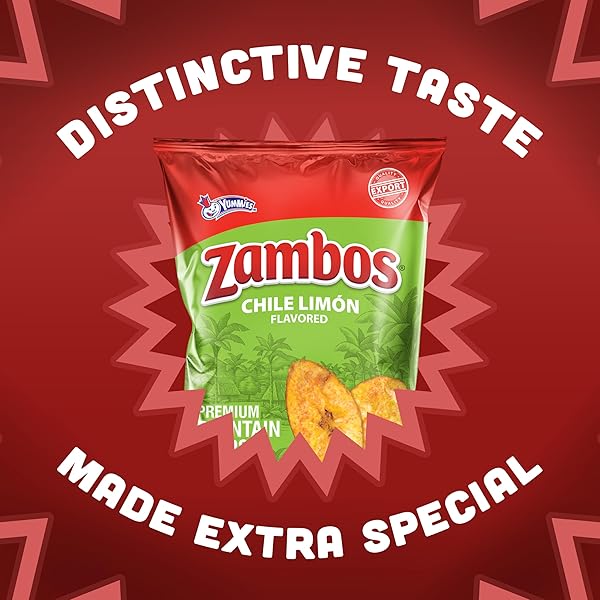 ZAMBOS CHILE LIMÓN PLANTAIN CHIPS, 2.47 OZ – CRUNCHY SNACK, GLUTEN FREE – BOLD CHILI LIME FLAVOR – (PACK OF 8)