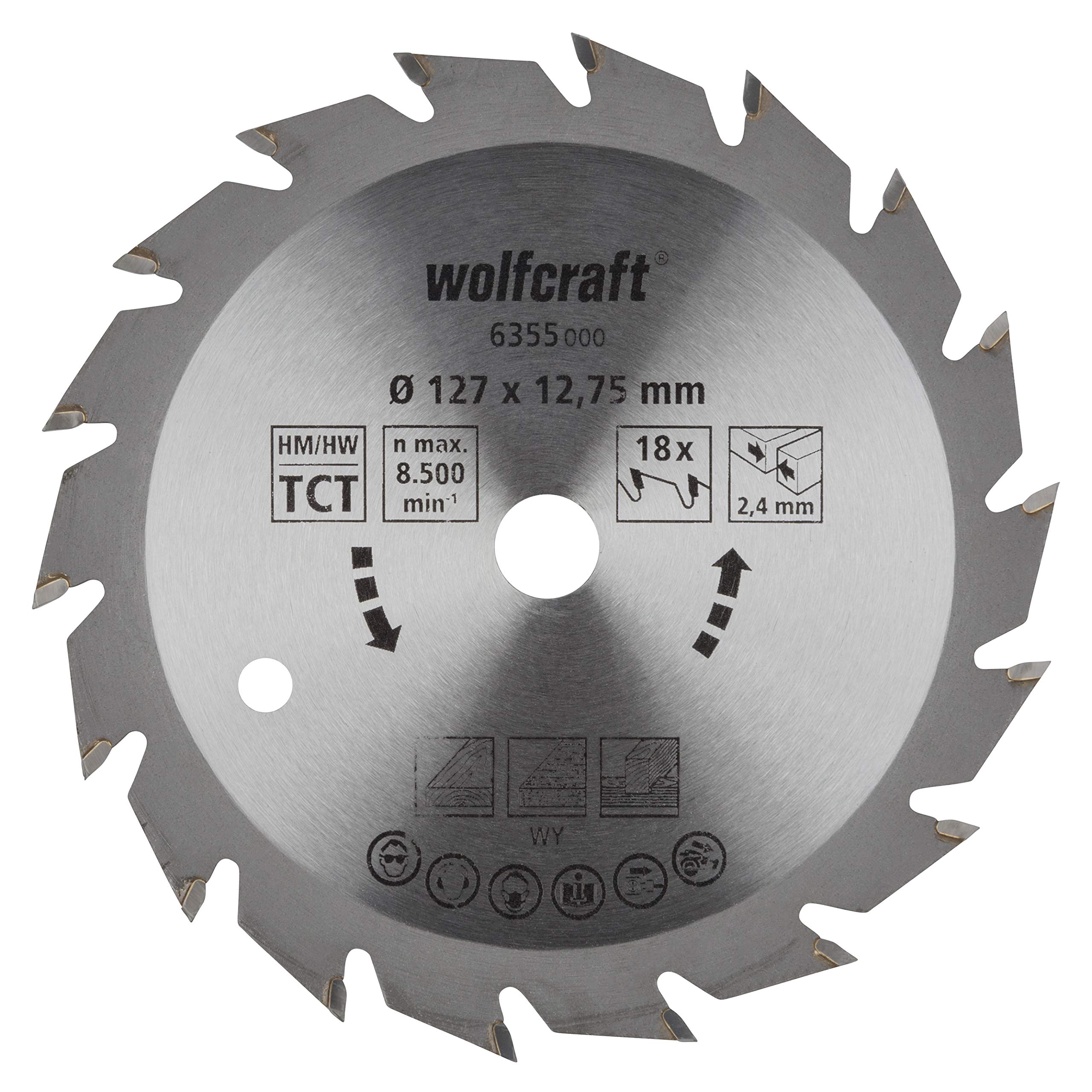 wolfcraft TC Circular Hand Saw Blade, Green Series I 6355000 I Fast, Medium-coarse cuts