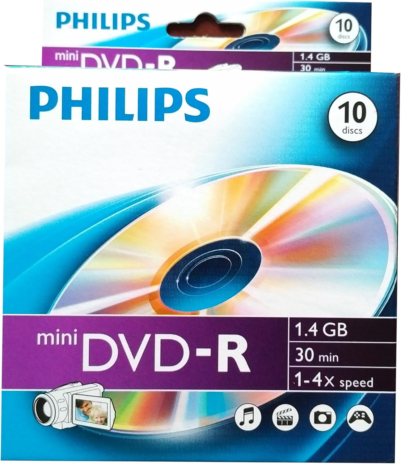 Neuf 10 pk Philips Mini DVDR vierge 4 x 1,4 Go DVD enregistrable pour Digital Camcorder Amazon
