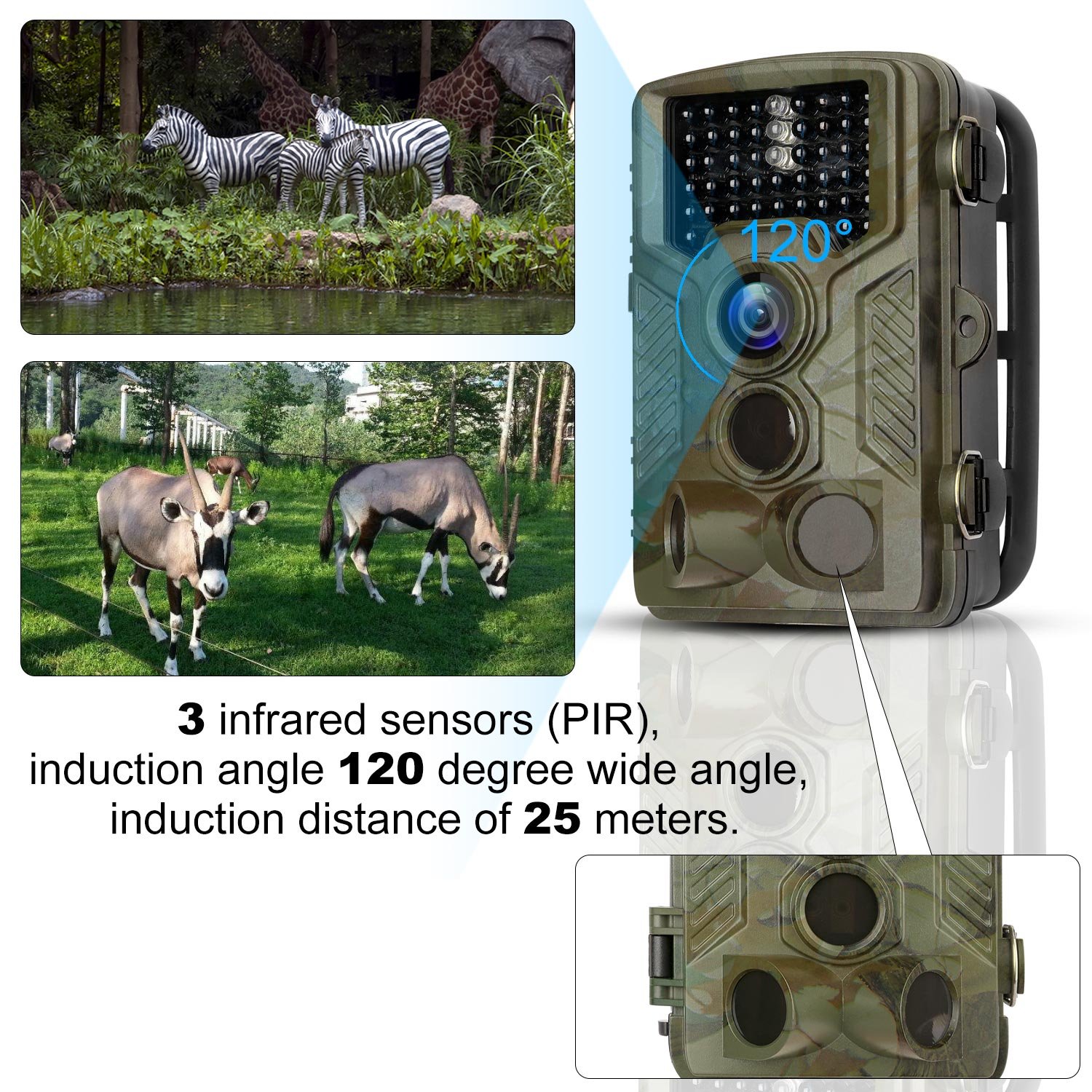 BYbrutek Wildkamera, 16MP 1080P Full HD Jagdkamera Trail Kamera mit Weitwinkel Bewegungsmelder 0.2S Trigger Time, Überwachungskamera mit 20m Nachtsicht 46pcs IR LEDs 2.4\