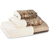 Zahari Home Zambia Animal Print Bathroom Towel Set 3 Piece Towel Bath Towel, Hand Towel and Wash Towel Classic Luxury Contemporary Decor - Unique Animal Print Pattern