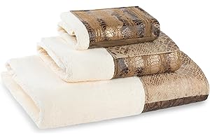 Zahari Home Zambia Animal Print Bathroom Towel Set 3 Piece Towel Bath Towel, Hand Towel and Wash Towel Classic Luxury Contemporary Decor - Unique Animal Print Pattern