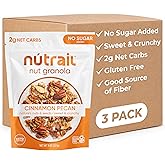 NuTrail Nut Granola Cereal, Cinnamon Pecan, No Sugar Added, Gluten Free, Grain Free, Keto, Low Carb, Healthy Breakfast 8 oz. 3 Count