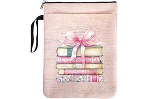 PALASARKAAA Romantic Reading Accessory Book Sleeve for Women Teen Reader, Pink Bow & Vintage Book Cover Gifts for Book Lovers with Zipper and Handle