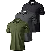 MAGCOMSEN 3 Pack Mens Polo Shirts Short Sleeve Moisture Wicking Athletic Casual Golf Polos Performance Collared Shirt