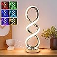 Adebime Modern Spiral RGB Table Lamp, Touch Dimmable Bedside Lamp, 7 Colors 10 Light Modes Spiral Design Table Lamp, Unique Nightstand Lamp for Living Room, Bedroom, Cool Lamps