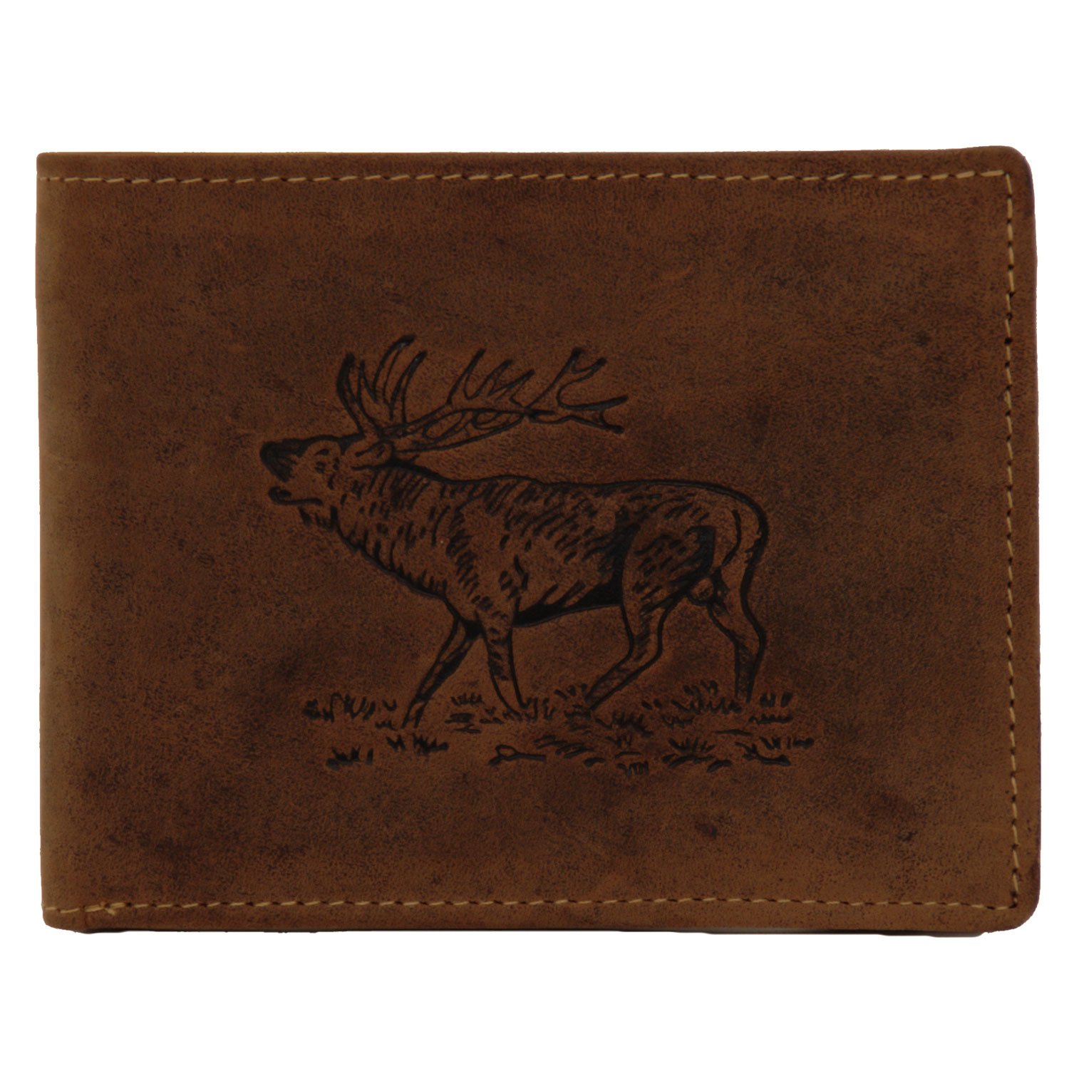 Wallet 1 G705 STAG 25 Brown Horizontal for Hunting Lovers Cowhide Greenburry/Lefox