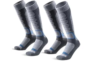 WEIERYA Merino Wool Ski Socks for Men, Women & Youth - Over-the-Calf Full Cushion Thermal Snowboard Socks, Winter Performance