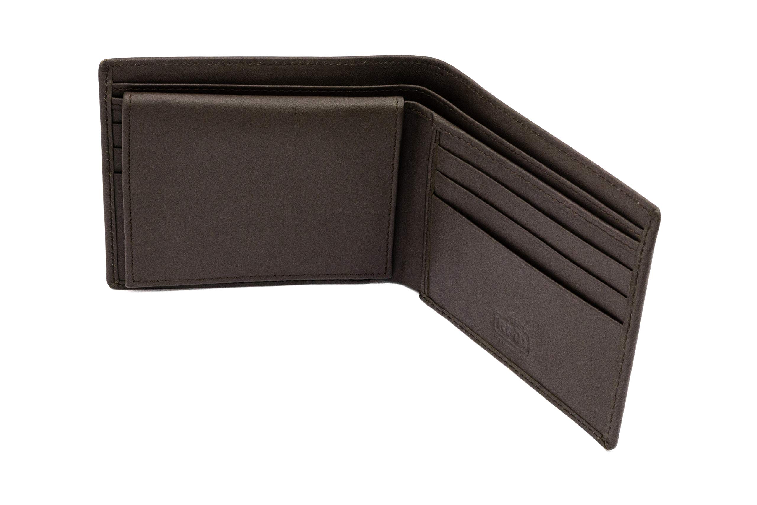 Pristine RFID Blocking Men’s Wallet Premium Quality Full-Grain Nappa Leather Built-in RFID Blocking Technology 6 Card Slots 2 Hidden Pockets 2 UK Currency Pockets & Flip ID Window - Brown