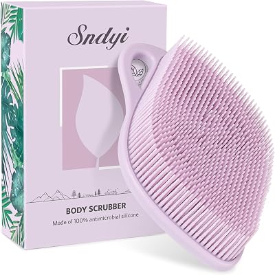 Sndyi Silicone Body Scrubber Leaf Shape Purple Exfoliating Shower Brush