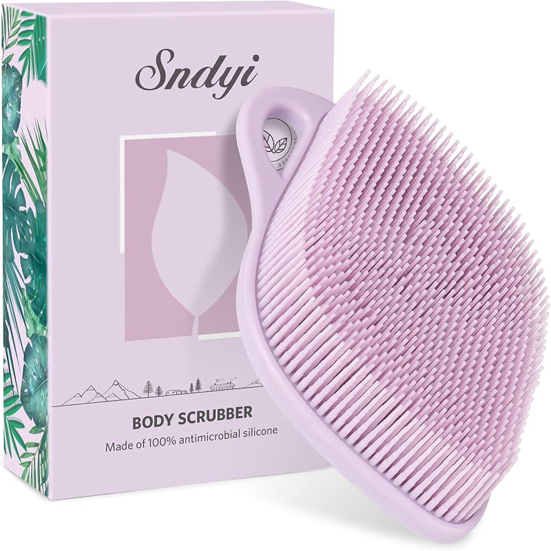 Sndyi Silicone Body Scrubber Leaf Shape Purple Exfoliating Shower Brush