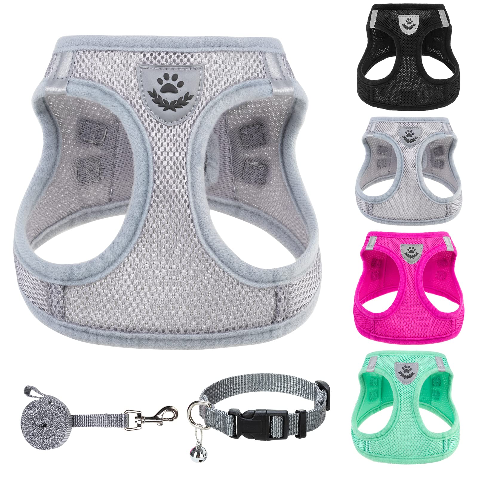 PUPTECK Dog Harness Small Dog with Collar and Lead Set Step-in No Pull Puppy Cat Harnesses for Daily Walking — image 1