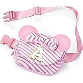 QLOVEA Birthday Gifts for Kids Girls Birthday Gift - Birthday Gifts for 4 5 6 7 8 Year Old Girls, Initial Crossbody Bag Letter Belt Bag Pink Fanny Pack Sling Bags Purse for Girl Kids, Pink A