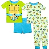 Nickelodeon Boys' 4-piece Snug-fit Cotton Short-Sleeve Matching Pajama Set, Soft & Cute for Kids