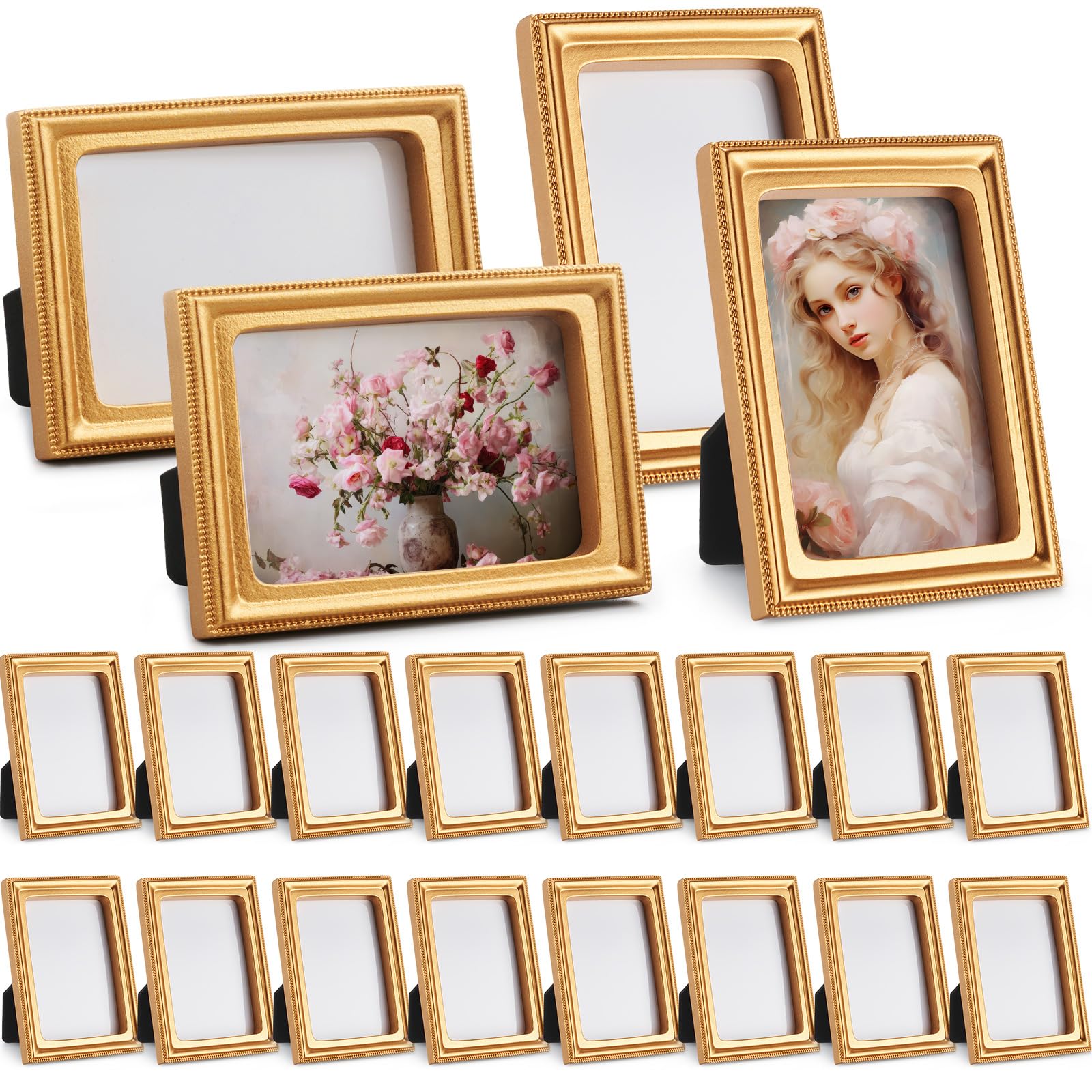 Photo 1 of (unknown if complete) AceOrbit 20 Pcs Gold Mini Picture Frames Pack 2 x 3 Inch Small Vintage Antique Ornate Retro Baroque Photo Frames