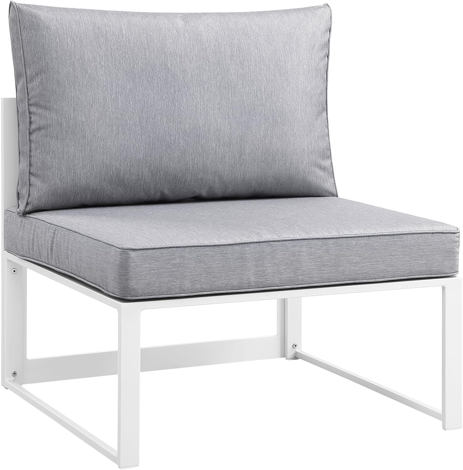 Modway Fortuna Aluminum Outdoor Patio Armless Chair in White Gray : Garden & Outdoor