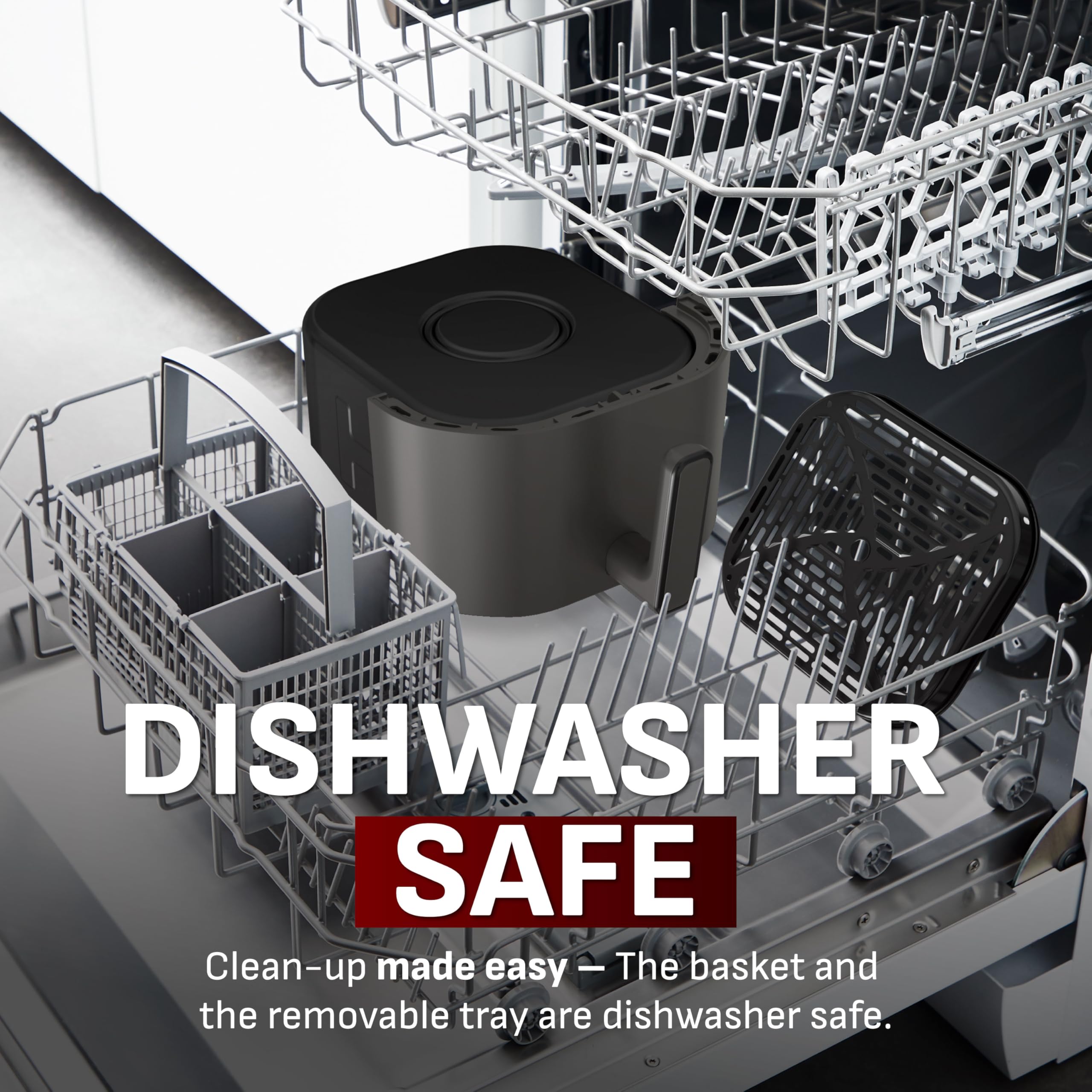 T-fal Freidora de aire por infrarrojos, 2 veces más rápida que el calentamiento tradicional*, Combo de deshidratador de freidora de aire grande, 8 funciones de cocción, ventana con luz, tecnología sin vibración, Apta para lavavajillas, 1800 W, negra