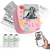 XenGro Mini Sticker Printer, AHM2 Thermal Printer Sticker Maker Machine | Bluetooth Portable Print pods, Mini Pocket Printer for Phone Suitable for Creative DIY, Photos, Gift, Study Notes- Light Pink