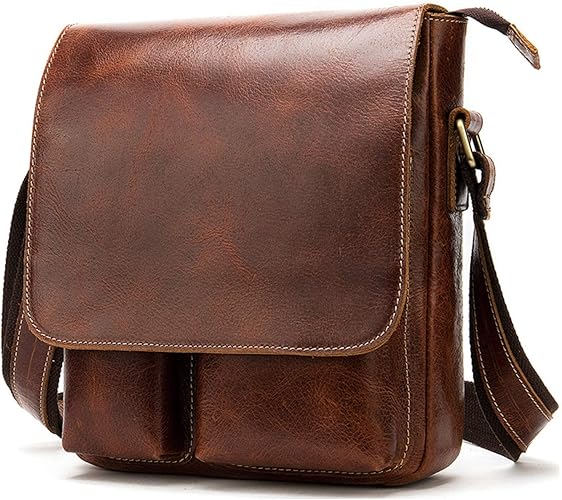 Amazon 伝説の革職人 メンズ 本革 レザー ショルダーバッグ 斜め掛けバッグ メッセンジャーバッグ 通勤 通学 無地 Brown Regular Nice Selection ショルダーバッグ