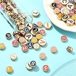 LiQunSweet 100 Pcs Enamel Mixed Beads Flat Round