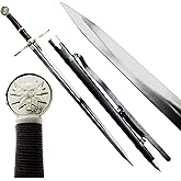 49" Fantasy Wolf Two Handed Sword - Long Sword with Scabbard - Stainless Steel Blade - Use As Cosplay Sword, LARP Sword & Prop Sword - for Collection, Cosplay & Gifts