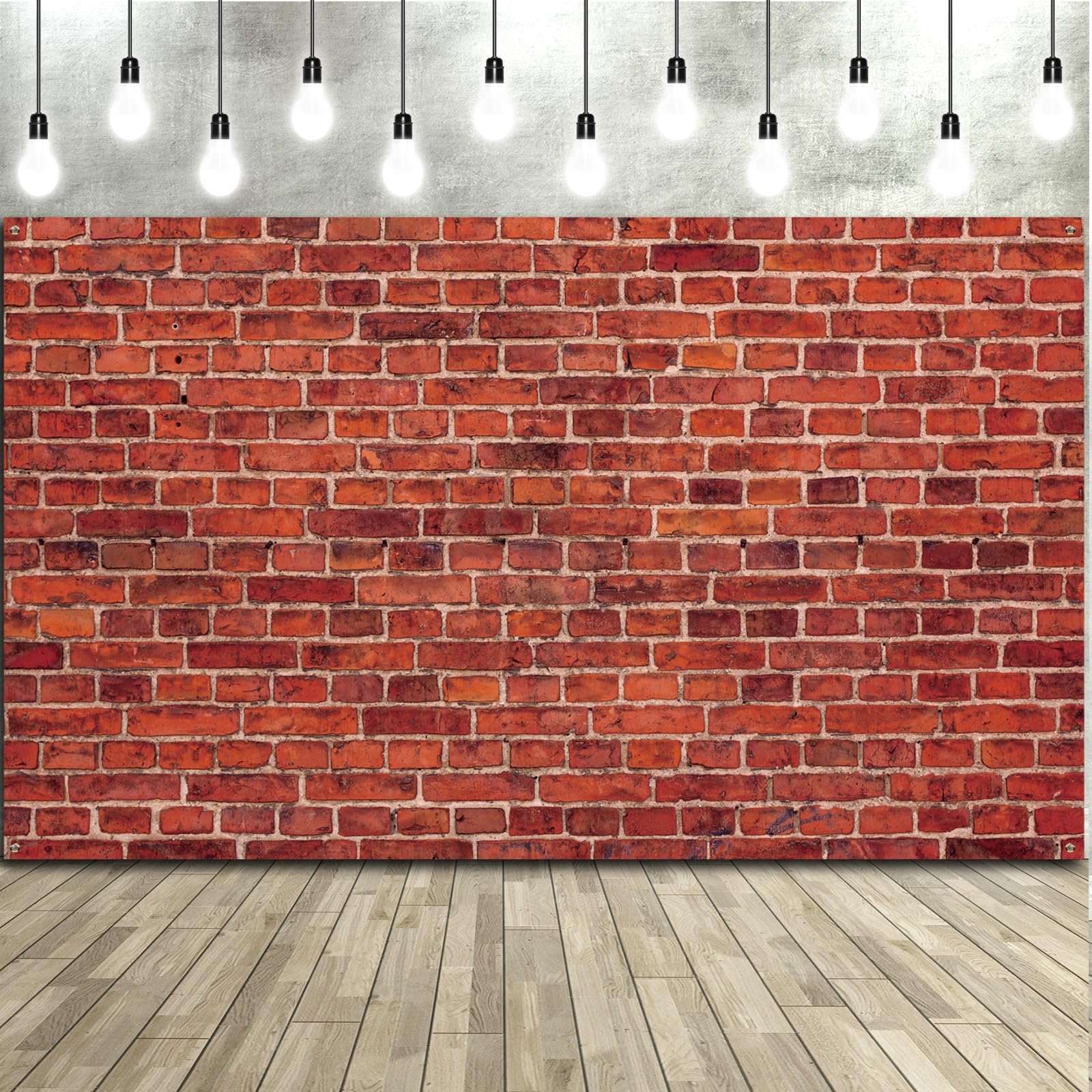 Photo 1 of Red Brick Wall Party Backdrop, Large Fabric Red Brick Sign Photo Backdrops Background for Baby Shower Birthday Party Wedding Graduation Home Decoration Photo Booth Prop Banner (59.8 x 83.9 Inch)