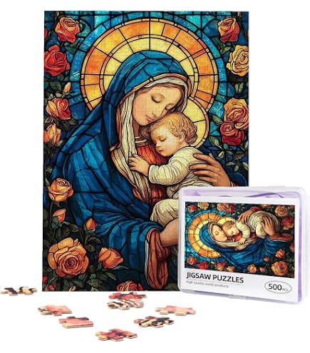 Amazon.com: 1000 Piece Virgin Mary in Blue Veil Jigsaw Puzzles for