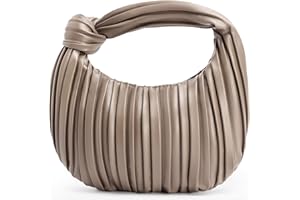 NIUEIMEE ZHOU Small Knotted Handbags for Women Soft PU Leather Crossbody Dumpling Bags Cloud Clutch Purses Ruched Pouch Bag