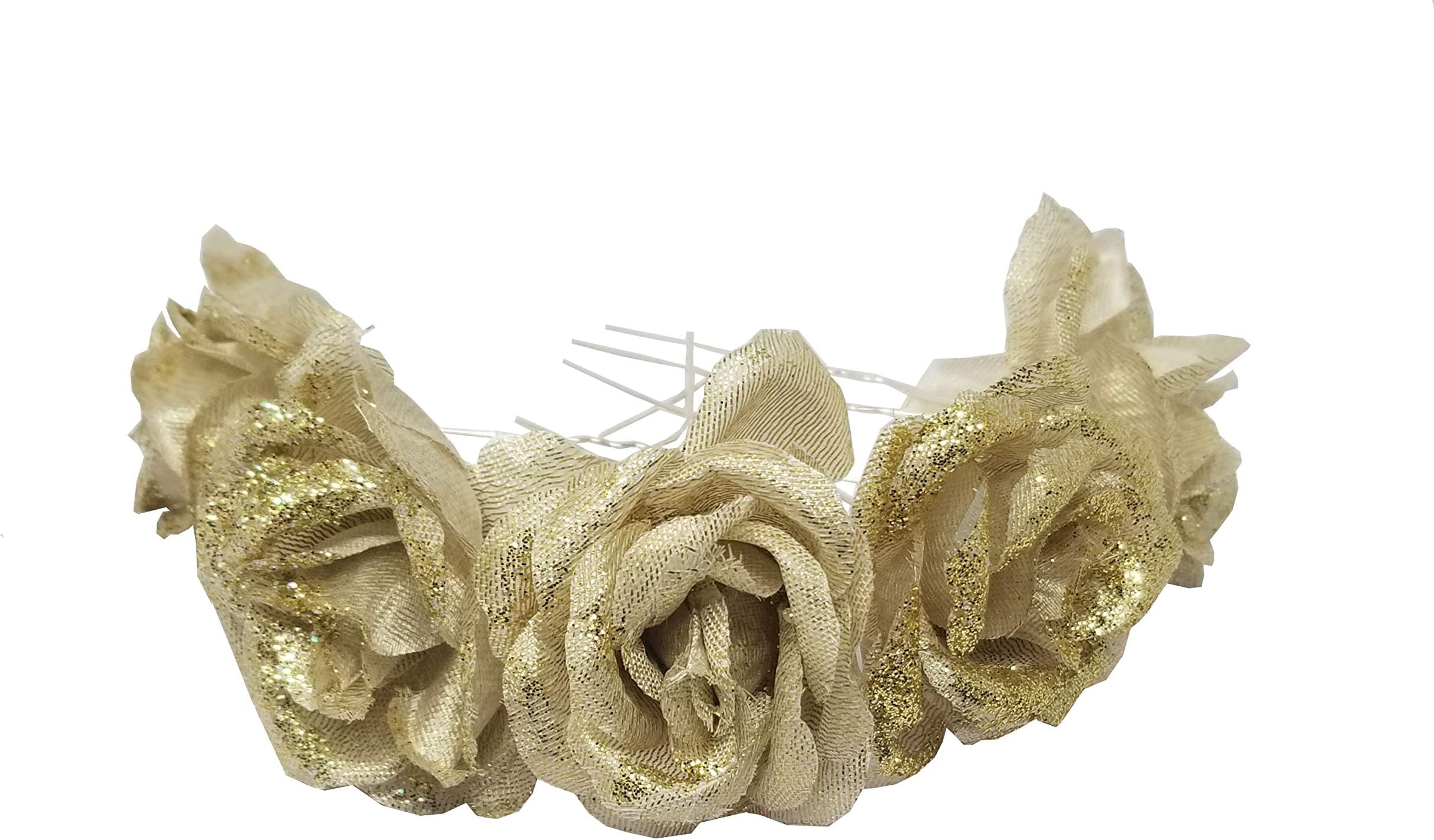 Evogirl Juda Stick Golden Rose Side Hair Bun Pin Wedding Bridai/Hair Accessories, Med, for Hair Accessories/Bride/Bridesmaid/Woman