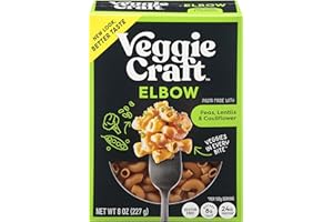 Veggiecraft Farms Elbow Pasta - NEW IMPROVED RECIPE - Protein Pasta, Cauliflower Pasta with Lentils and Peas, High Protein Macaroni Noodles, Low-Carb, Non-GMO, Vegan, Gluten-Free Pasta - 8 oz Box