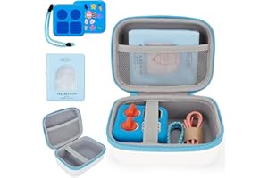 Fonwill Travel Storage Case,Hard Case and Silicone Cover for Yoto Mini Player, Kids Audio Music Accessory for up to 40 Cards(Blue)