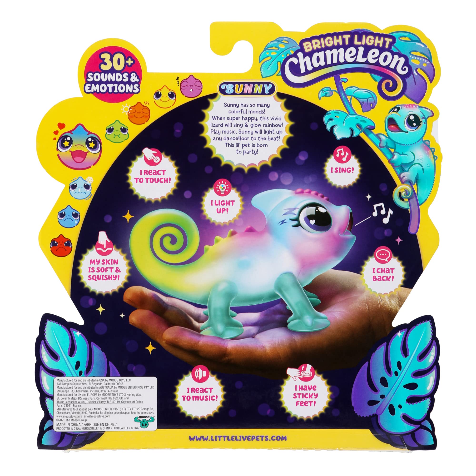 Little Live Pets Sunny The Li’l Chameleon Toy, Interactive Light Up Toy Pet with 30+ Sounds and Beat Detection, Interactive Animal Toys for Ages 5+