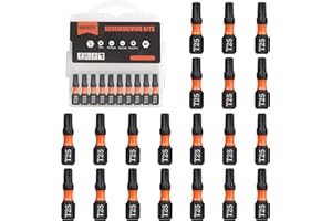BAIDETS Pro T25 Bit Assortment - Screwdriver Bits Set 20Pcs, 25mm Length, Torx Screwdriver Bit, 1/4 Inch Hex Shank, with Storage Box