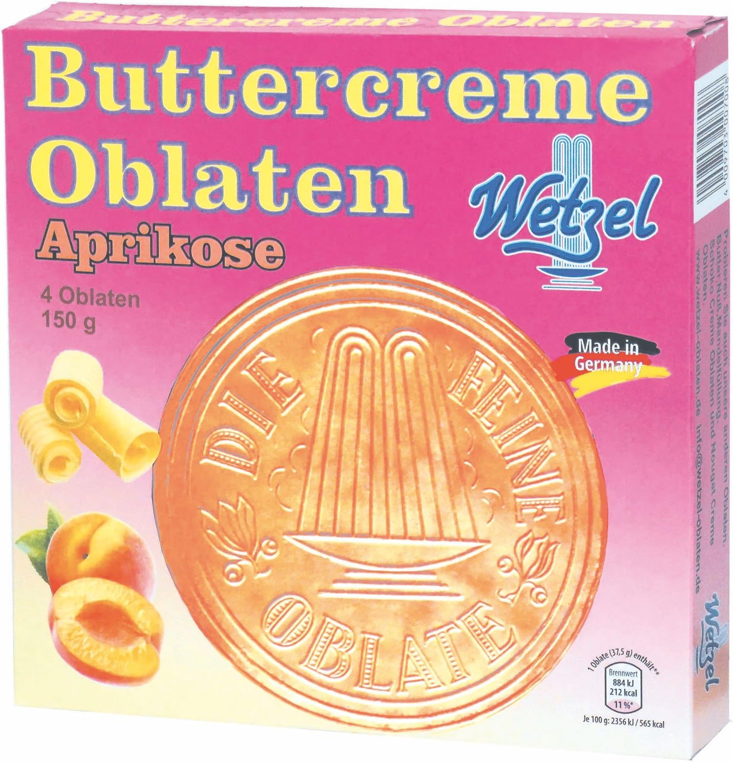 Wetzel Buttercreme Wafers Apricot (2 x 150g)