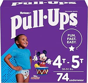 Pull-Ups Boys' Potty Training Pants Training Underwear , 4T-5T, 74 Ct Multi-colored