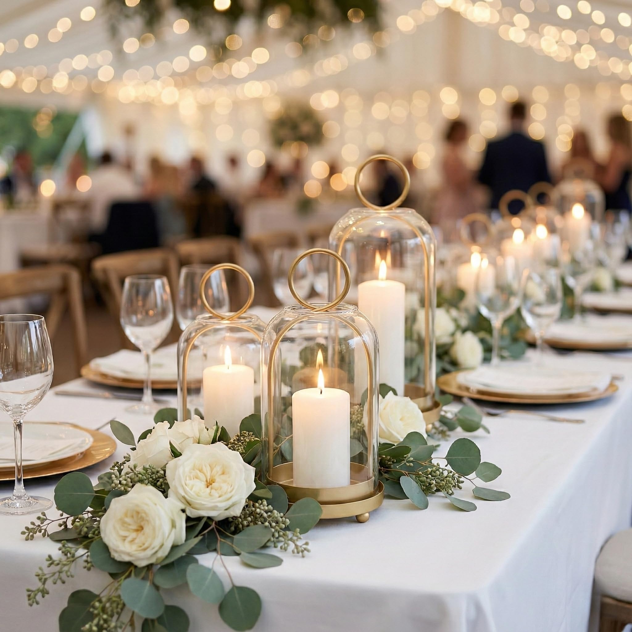 3 Pack Metal Candle Holders with Glass Dome, 5.5