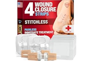 MYHELP Emergency Wound Closure Strips - 4pk - 2 Types Sutures Free Laceration Closure Kit - Stitchless & Easy to Use - Butterfly Bandages for Cut Care - Perfect for Quick Stop Bleeding and Wound Closing