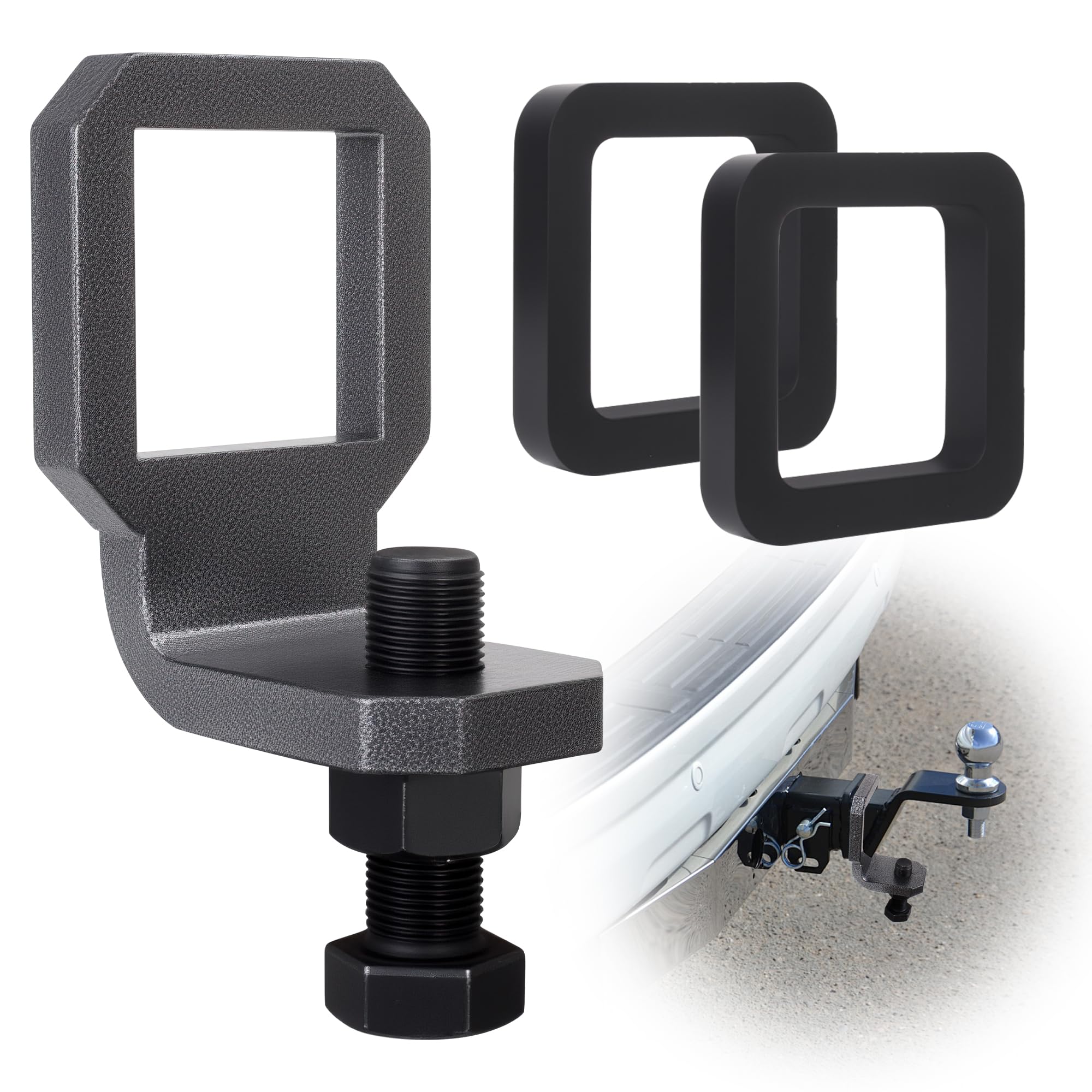 Photo 1 of 2" Anti Rattle Hitch Clamp with 2 Silencer Pads, Heavy Duty Hitch Stabilizer & Tightener for Quieter Towing, Tool-Free Installation, Corrosion Resistant Silver Textured Powder Coat