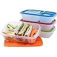 EasyLunchboxes® - Bento Lunch Boxes - Reusable 3-Compartment Food Containers for School, Work, and Travel, Set of 4 (Classic)