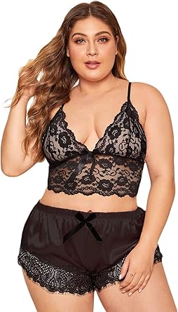 satin cami and short set plus size