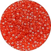 Honkoolly 1000pcs Round Letter Beads 4x7mm Acrylic Alphabet Beads Spacer Beads for Jewelry Making Bracelets Necklace Earring Key Chains DIY Craft(C-White Letter Orange Bead)