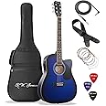 Jameson Guitars Full Size Thinline Acoustic Electric Guitar with Free Gig Bag Case & Picks Blue Right Handed