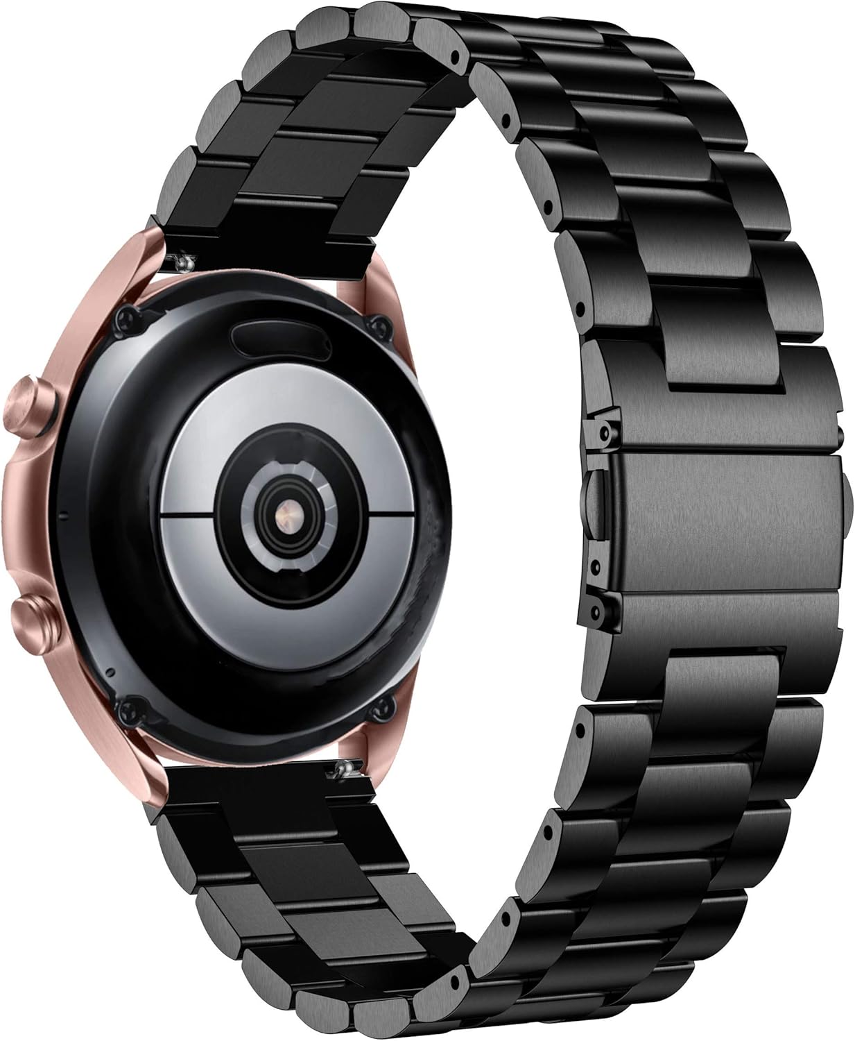 Angersi Band compatible with Galaxy Watch3,22mmThree Beads Stainless Steel Solid Wrist Bands Metal Bracelet Sets Replacement Strap compatible with Samsung Galaxy Watch3 45mm Smart Fitness Watch - Image 3
