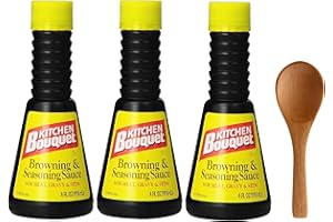 Ondago Wooden Flavoring Spoon Bundled with Kitchen Bouquet, Seasoning and Browning Sauce, 4oz | 3 Bottles