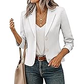 FOLUNSI Women's Business Casual Cropped Blazer Lapel Collar Long Sleeve Work Office Suit Jacket with Fully Lined S-XL