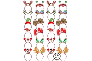 HOVACY 24PCS Christmas Headband, Christmas Headbands for Women, Christmas Party Favors for Xmas Decorations Accessories