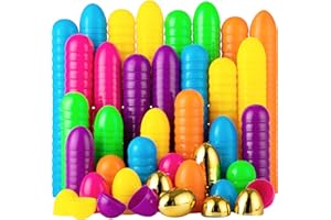 JOYIN 50PCS Plastic Easter Eggs, Empty 2.3" 44PCS Colorful with 6PCS Golden Eggs Bulk Fillable for Easter Hunt Party Favor Ba
