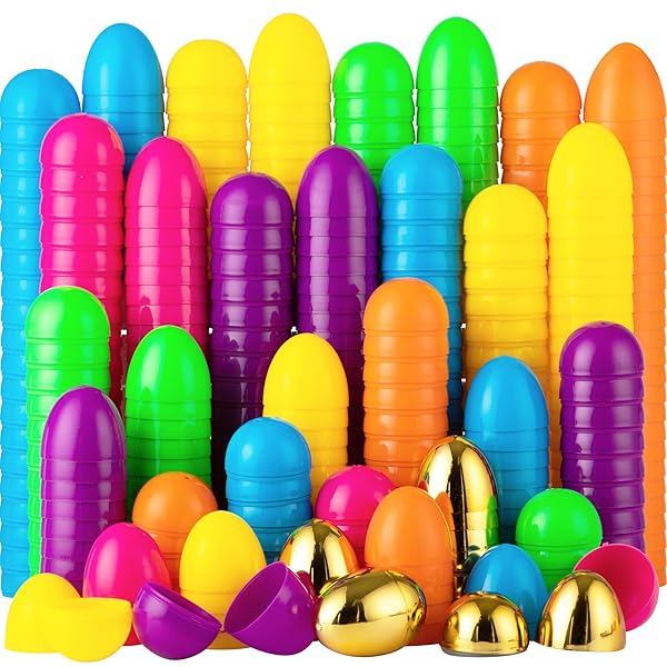 JOYIN 100PCS EASTER EGGS, PLASTIC 2.3″ 94PCS COLORFUL...