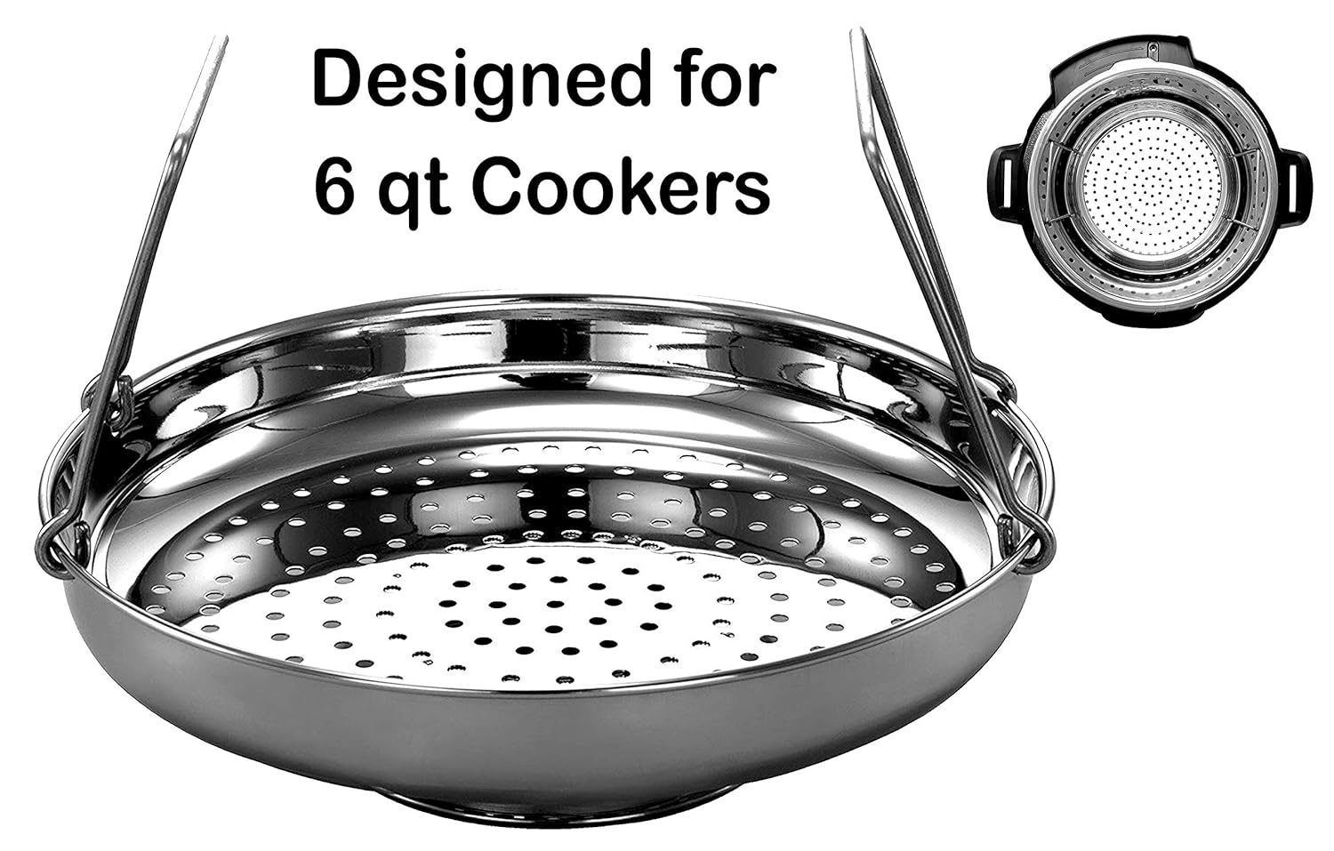 EasyShopForEveryone 100% Stainless Steel Vegetable Steamer Basket - Compatible with 6 quart Instant Pot - Pressure Cooker Accessories Pot in Pot Cooking Insert Pan