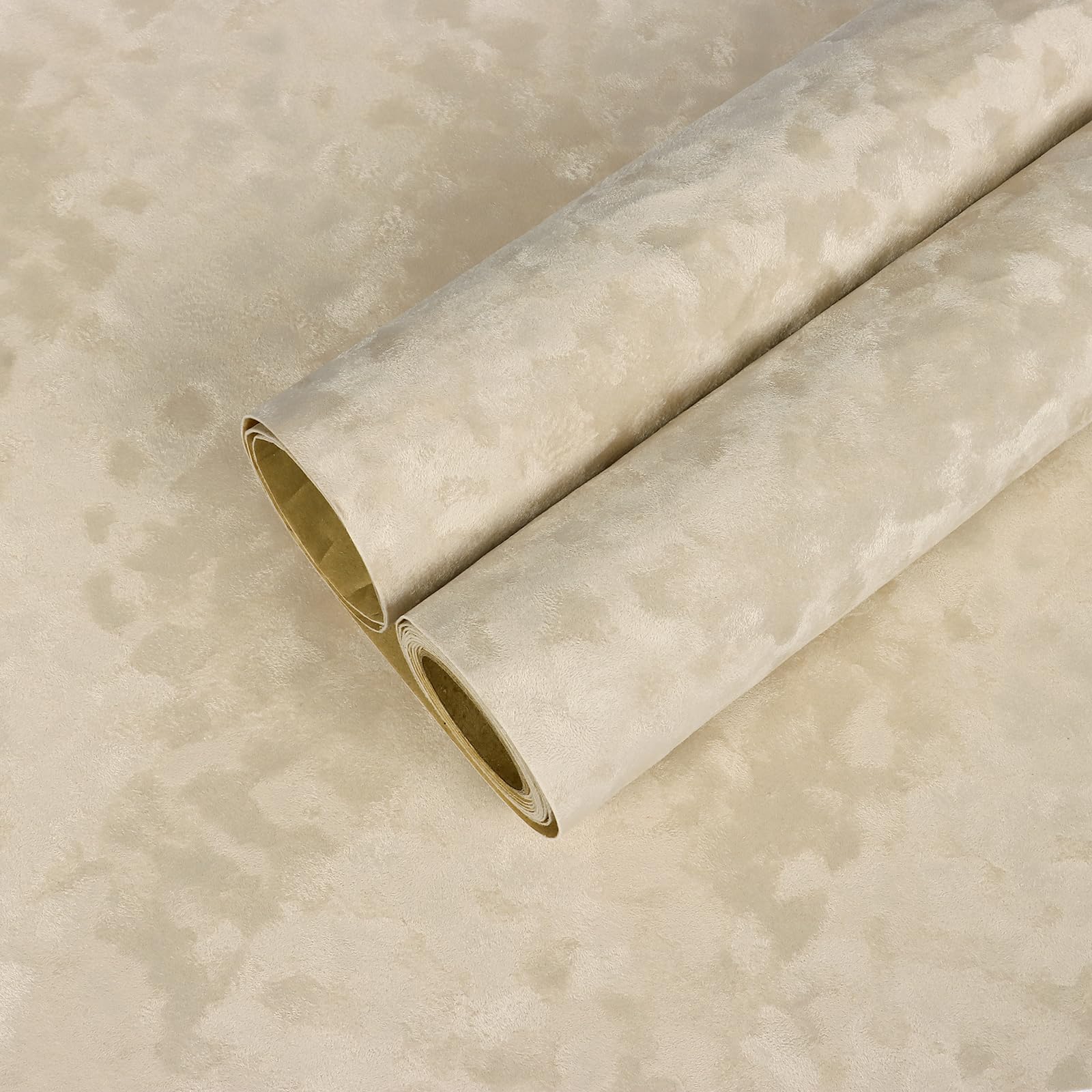 Photo 1 of CHIHUT Beige Self Adhesive Flock Contact Paper Shelf Liner Roll for Jewelry Drawer - Removable Velvet Fabric Peel and Stick Wallpaper - Soft Liner for Dresser - DIY 12''x100''